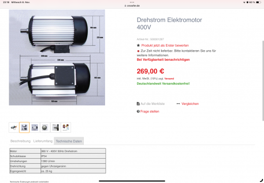 Drehstrom Elektromotor 400V