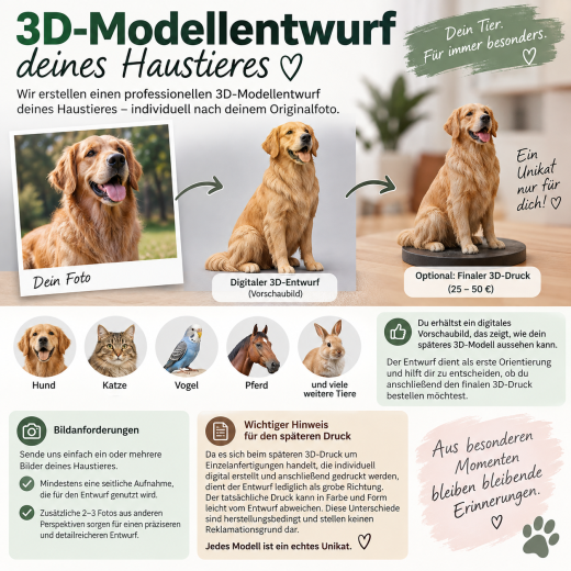 Digitaler 3D‑Modellentwurf deines Haustieres (Vorschaubild) Digitaler 3D‑Modellentwurf deines Haustieres (Vorschaubild)