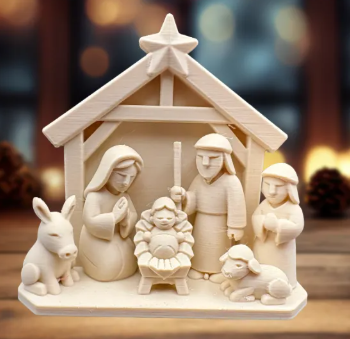 Weihnachtskrippe – Einfarbige Krippenszene im Holzdesign