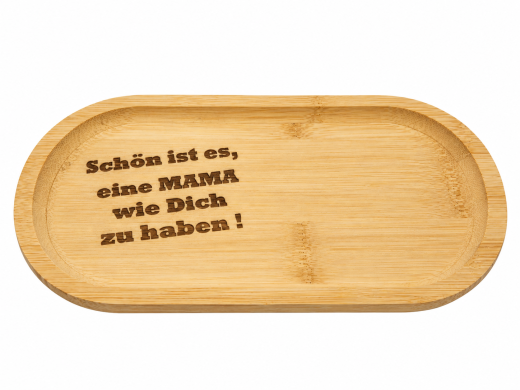 Gravierter Holz-Untersetzer mit liebevoller Botschaft für Mama.