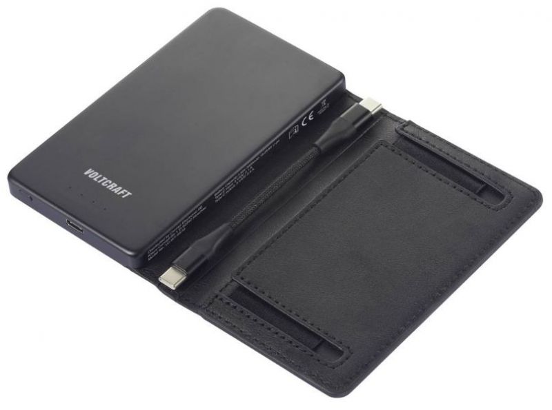 Powerbank 5000 mAh LiPo Schwarz Statusanzeige inkl. RFID-Blockierfunktion Wallet