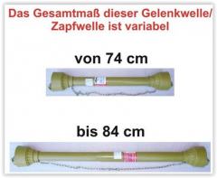 Zapfwelle Gelenkwelle HQ 74-84cm 1 3/8 6 Zähne