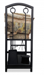 Holzregal mit Kaminbesteck 46x30x73 cm