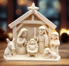 Weihnachtskrippe – Einfarbige Krippenszene im Holzdesign