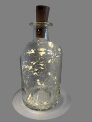 Dekorative Glasflasche mit LED‑Beleuchtung – Schriftzug „Frohe Weihnachten“